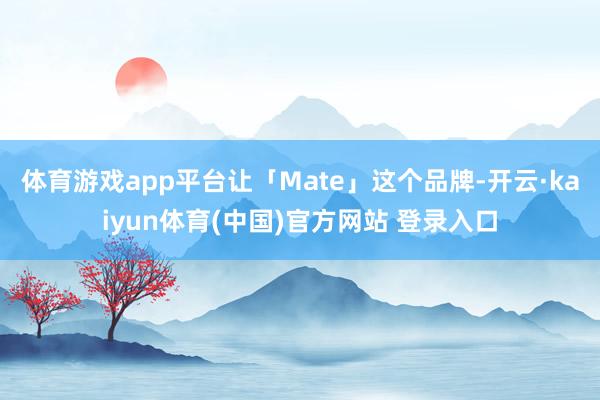 体育游戏app平台让「Mate」这个品牌-开云·kaiyun体育(中国)官方网站 登录入口