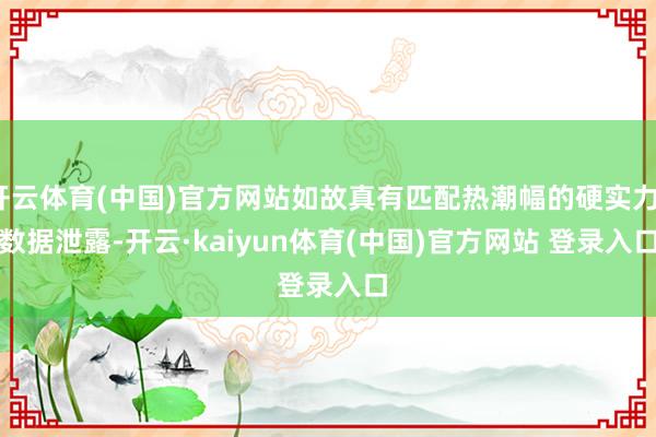 开云体育(中国)官方网站如故真有匹配热潮幅的硬实力？　　数据泄露-开云·kaiyun体育(中国)官方网站 登录入口