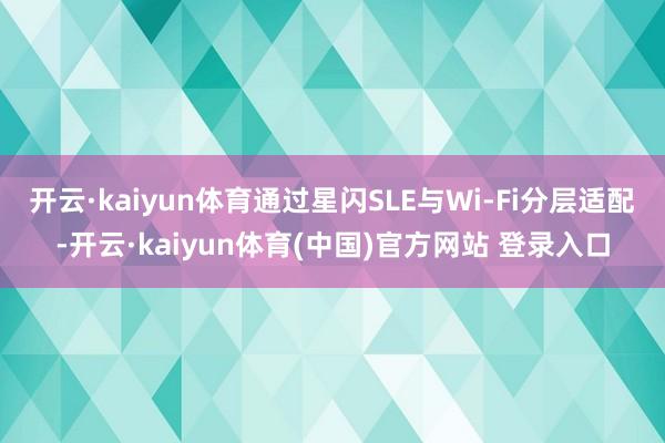 开云·kaiyun体育通过星闪SLE与Wi-Fi分层适配-开云·kaiyun体育(中国)官方网站 登录入口